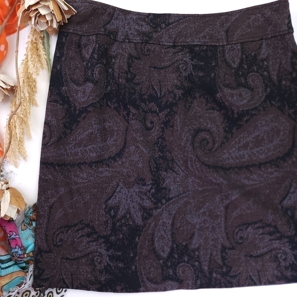 Woman Purple Brown Paisley Side Zip Skirt Sz 10 - Picture 3 of 7